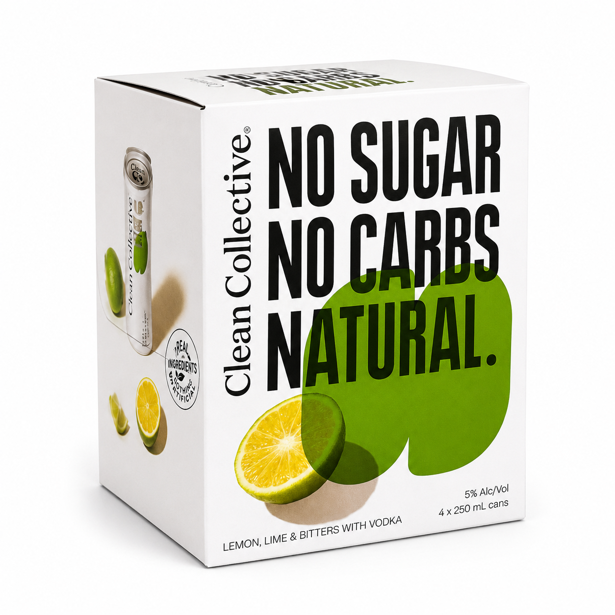 Clean Collective Lemon, Lime & Bitters with Vodka 4x250ml