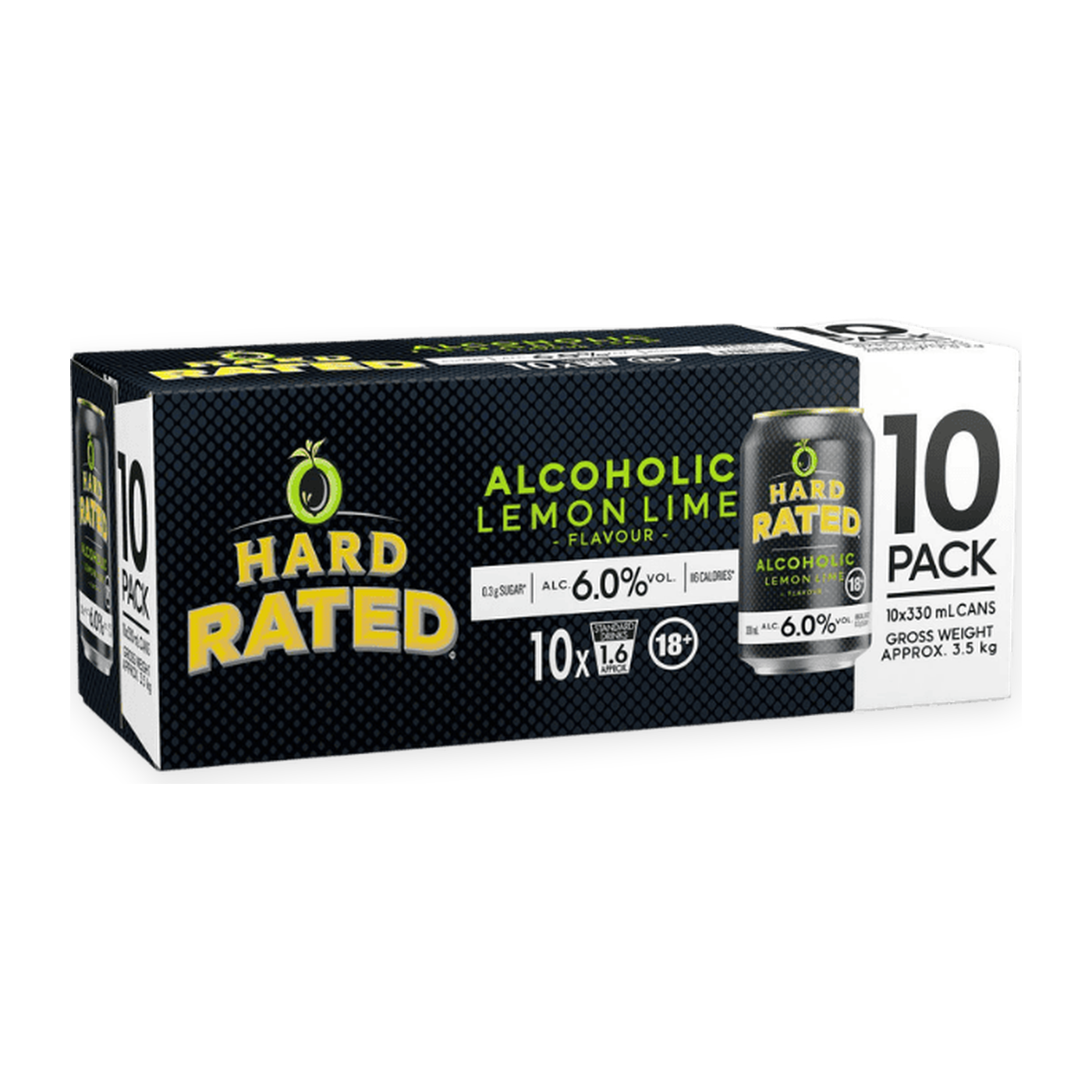 Hard Rated Lemon Lime 6% Can 330ml 10 Pack