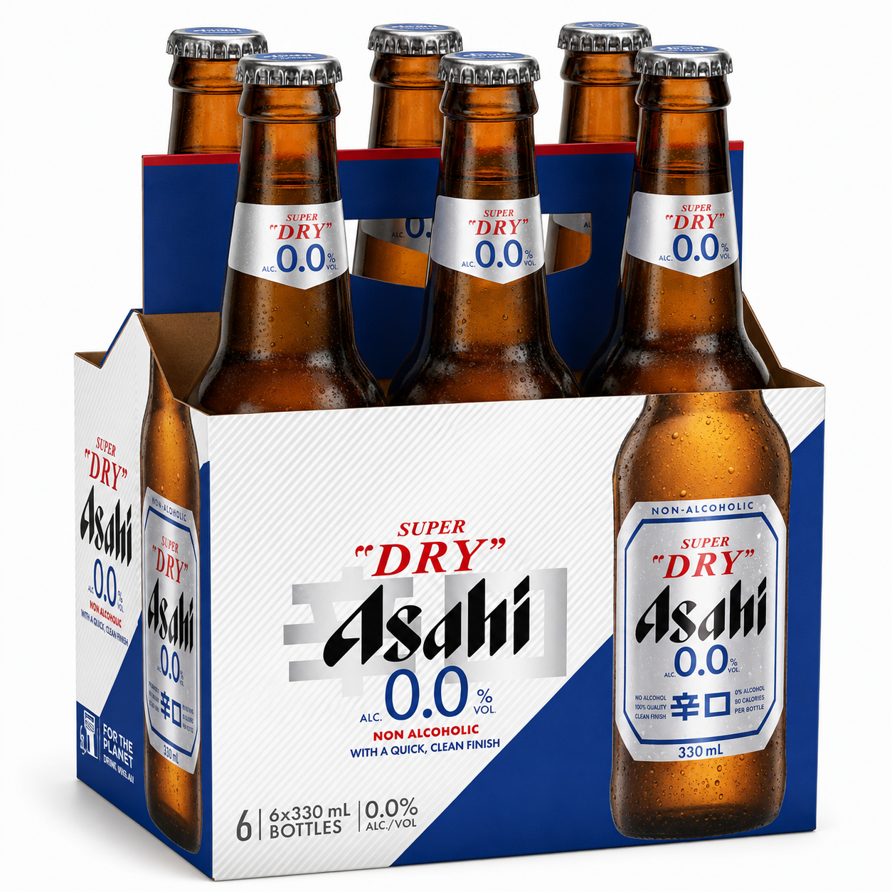 Asahi 0.0 Non-Alcoholic Lager Bottles 24x330ml