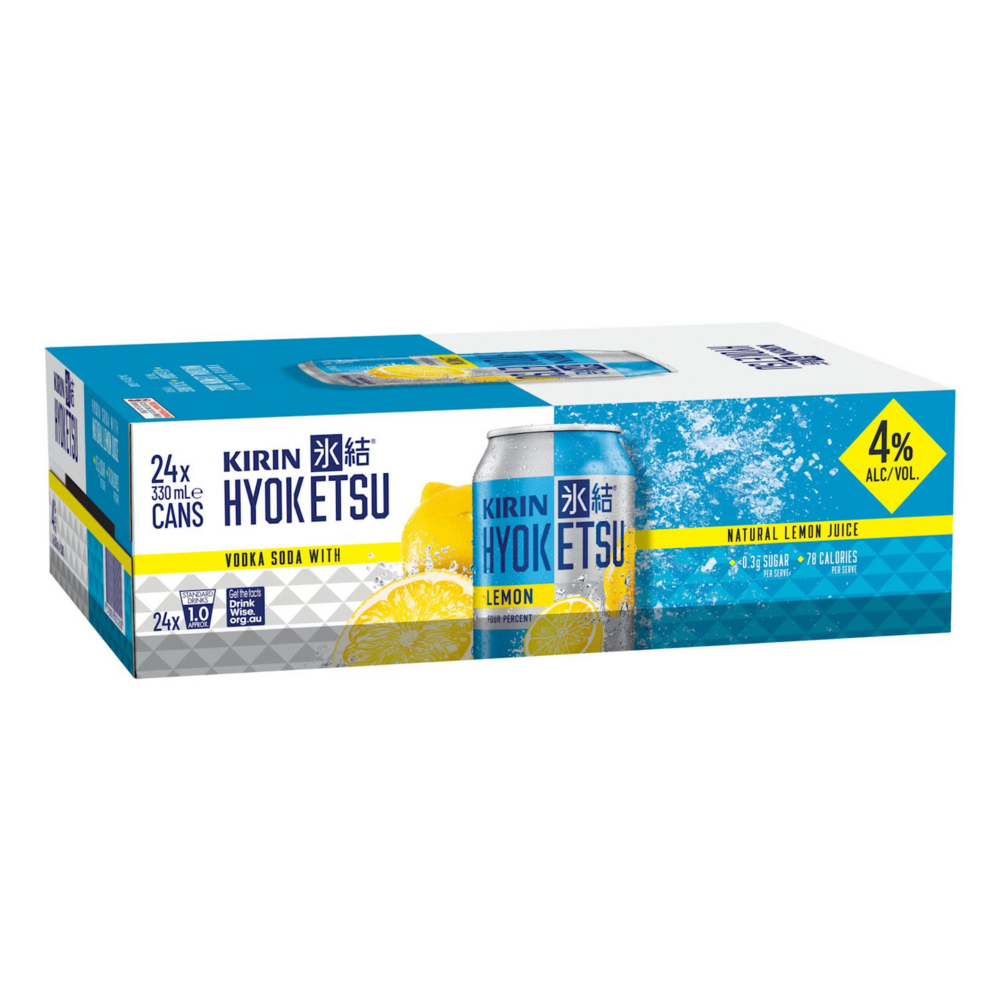 Kirin Hyoketsu Lemon Vodka Premix Can 330ml 4% 4 Pack
