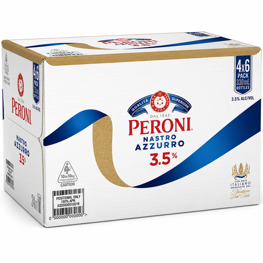 Peroni Nastro Azzurro 3.5% Lager Bottles 24x330ml