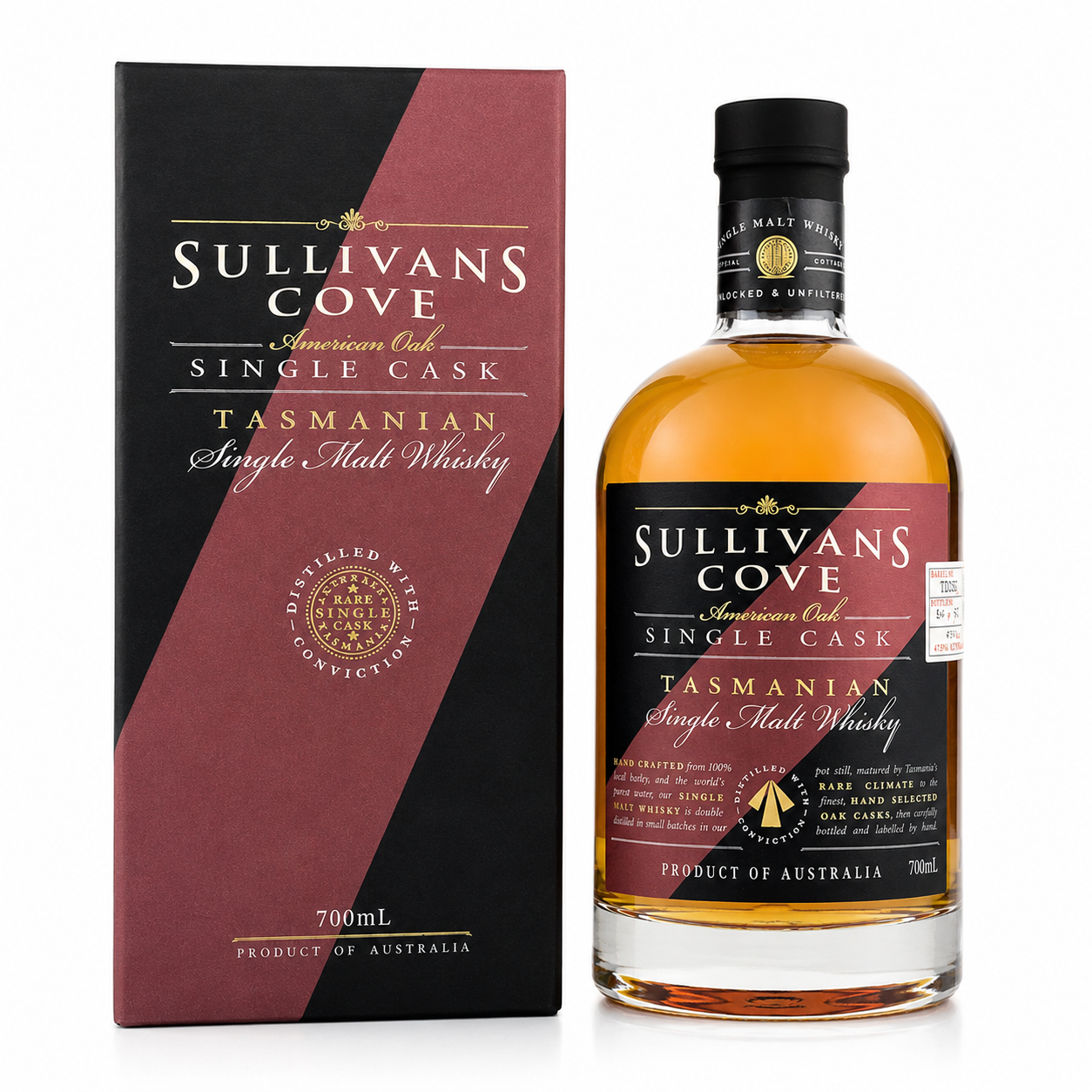Sullivan's Cove American Oak Second Fill Single Cask Single Malt Whisky 700ml (Cask Strength)