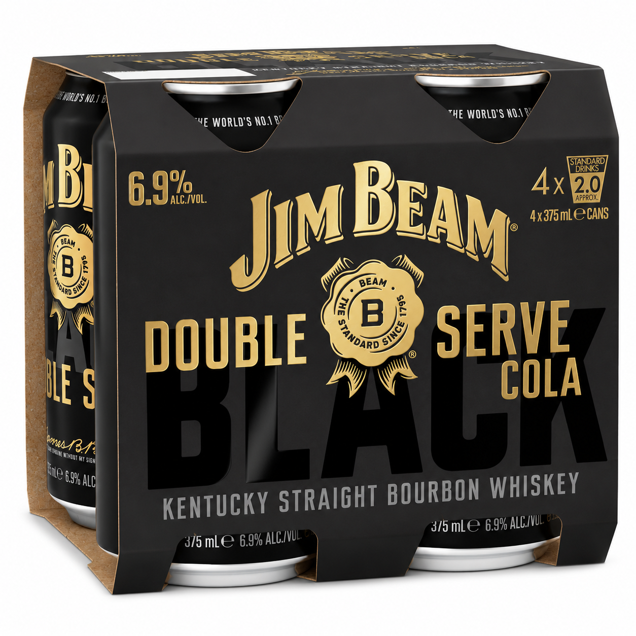 Jim Beam Black Double Serve 6.9% Can 375ml 10 Pack