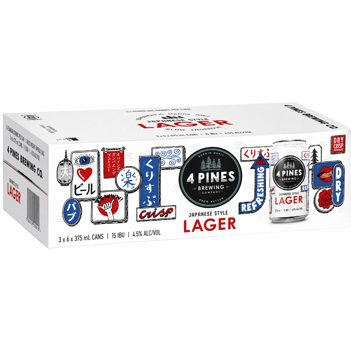 4 Pines Japanese Lager 18x375ml Cans
