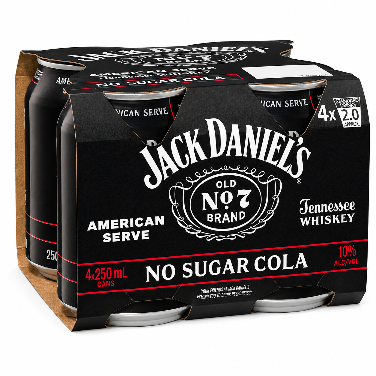 Jack Daniel's American Serve & Cola 10% Can 250ml 4 Pack