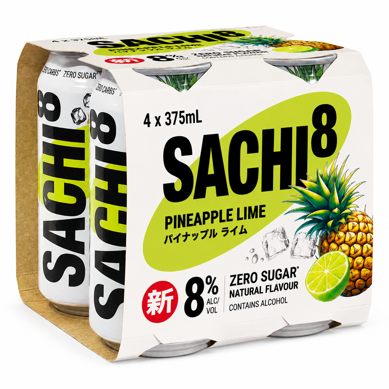 Sachi8 Lemon Lime Zero Sugar Can 375ml 8% 4 Pack