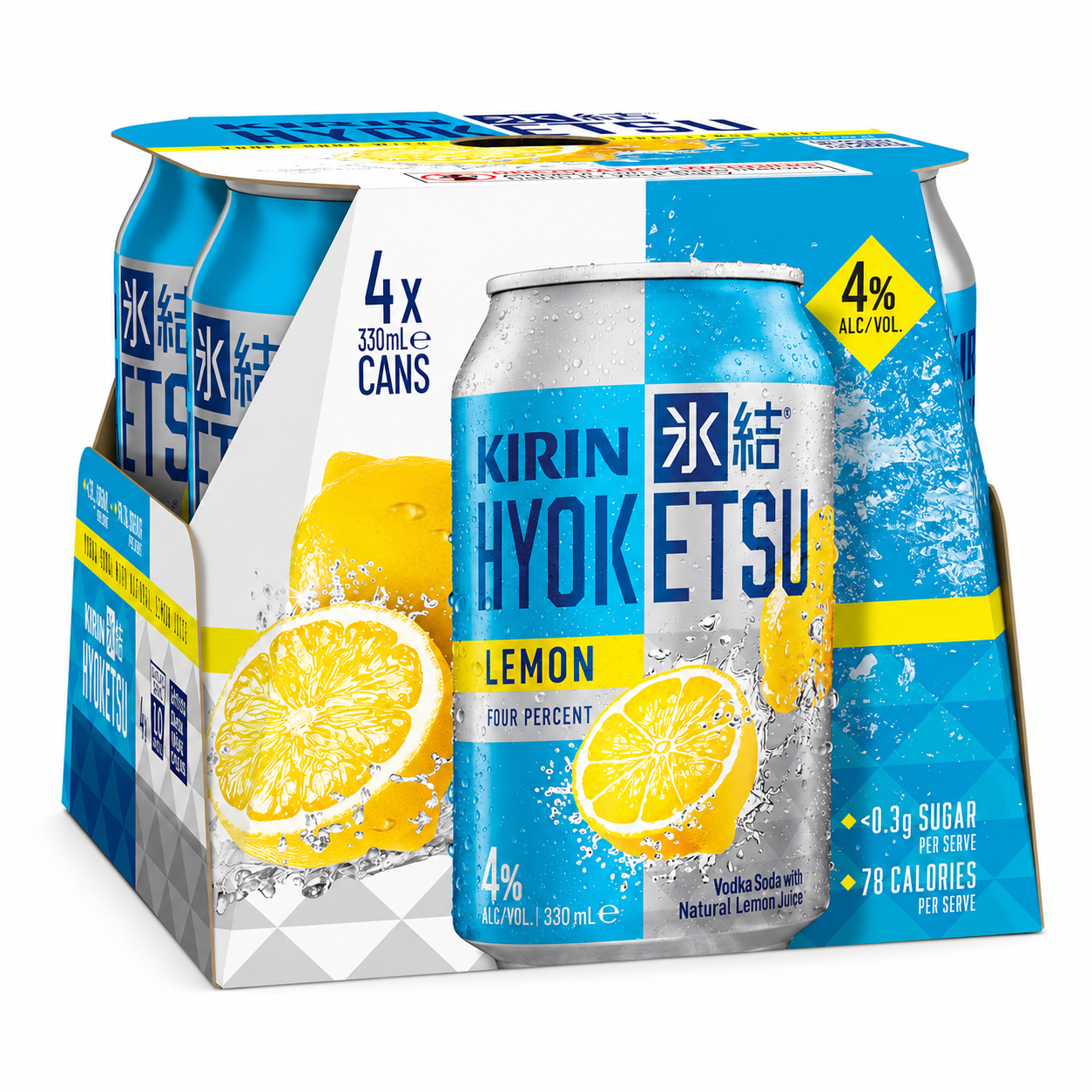 Kirin Hyoketsu Lemon Vodka Premix Can 330ml 4% 4 Pack