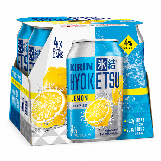 Kirin Hyoketsu Lemon Vodka Premix Can 330ml 4% 4 Pack