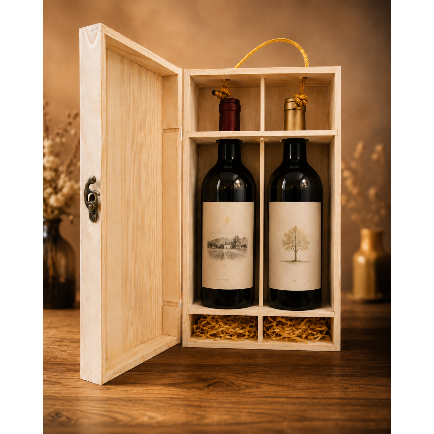 Double Bottle Wooden Wine Gift Box