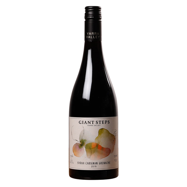 Bottle of Giant Steps Syrah Carignan Grenache 2020 wine with label visible showing the grape varieties and region.