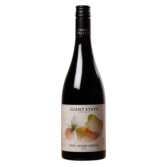 Bottle of Giant Steps Syrah Carignan Grenache 2020 wine with label visible showing the grape varieties and region.