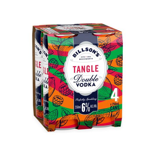 Billson's Tangle Double Vodka 6% Can 250ml 4 Pack
