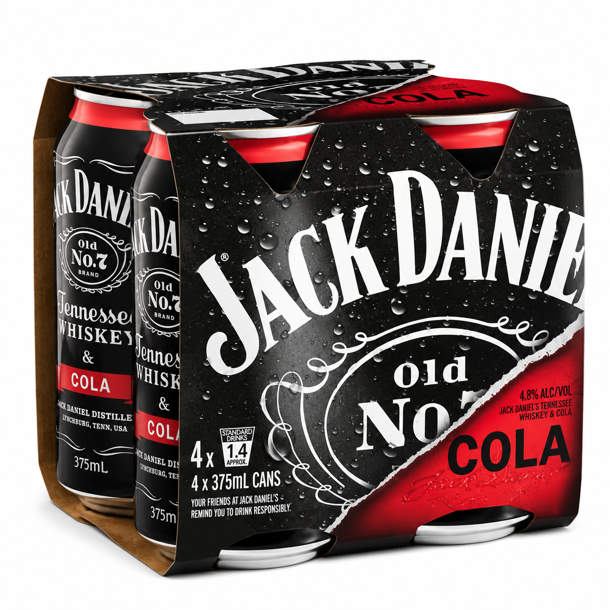 Jack Daniel's Tennessee Whiskey & Cola Cans 10x375ml