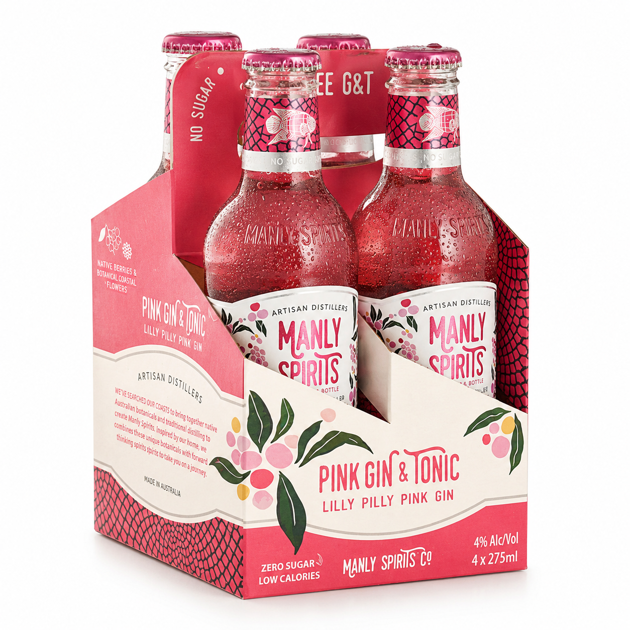 Manly Spirits Pink Gin & Tonic 4x275ml