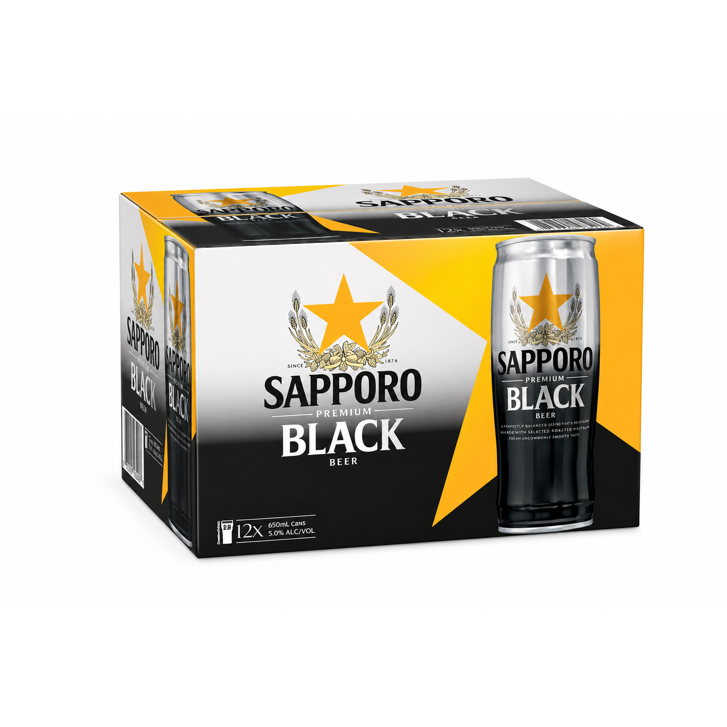 Sapporo Black Premium Beer 650ml Cans CTN (12 Pack)