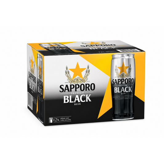 Sapporo Black Premium Beer 650ml Cans CTN (12 Pack)