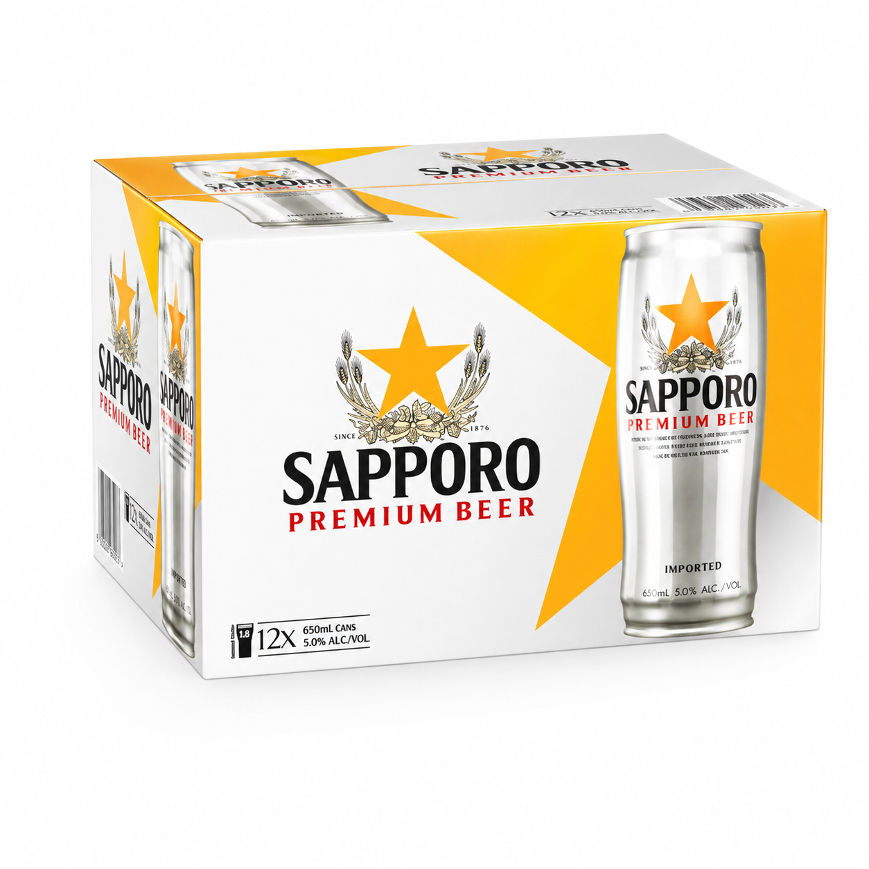 Sapporo Premium Beer 650ml Cans CTN (12 Pack)