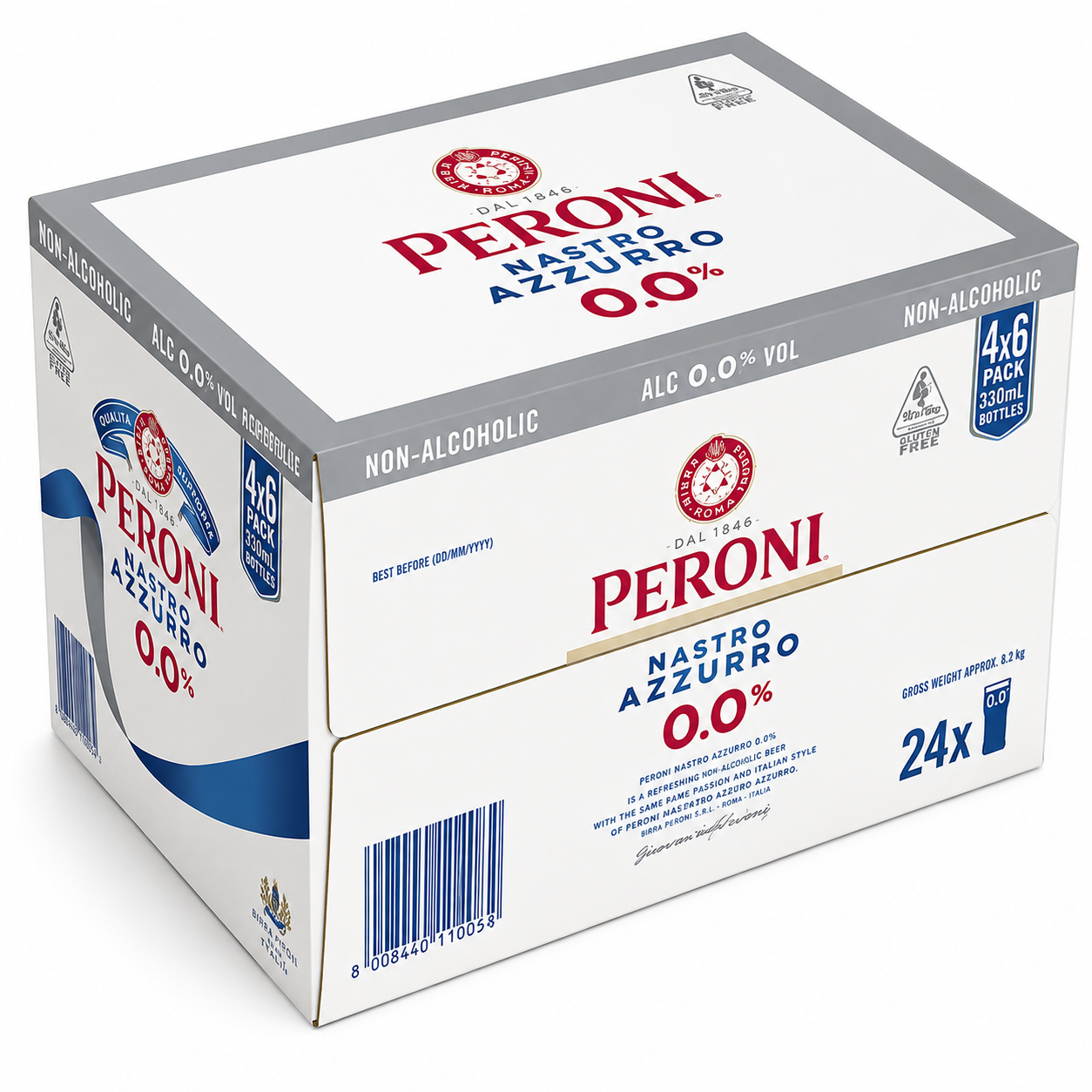 Peroni 0.0% Non-Alcoholic Lager Bottles 24x330ml