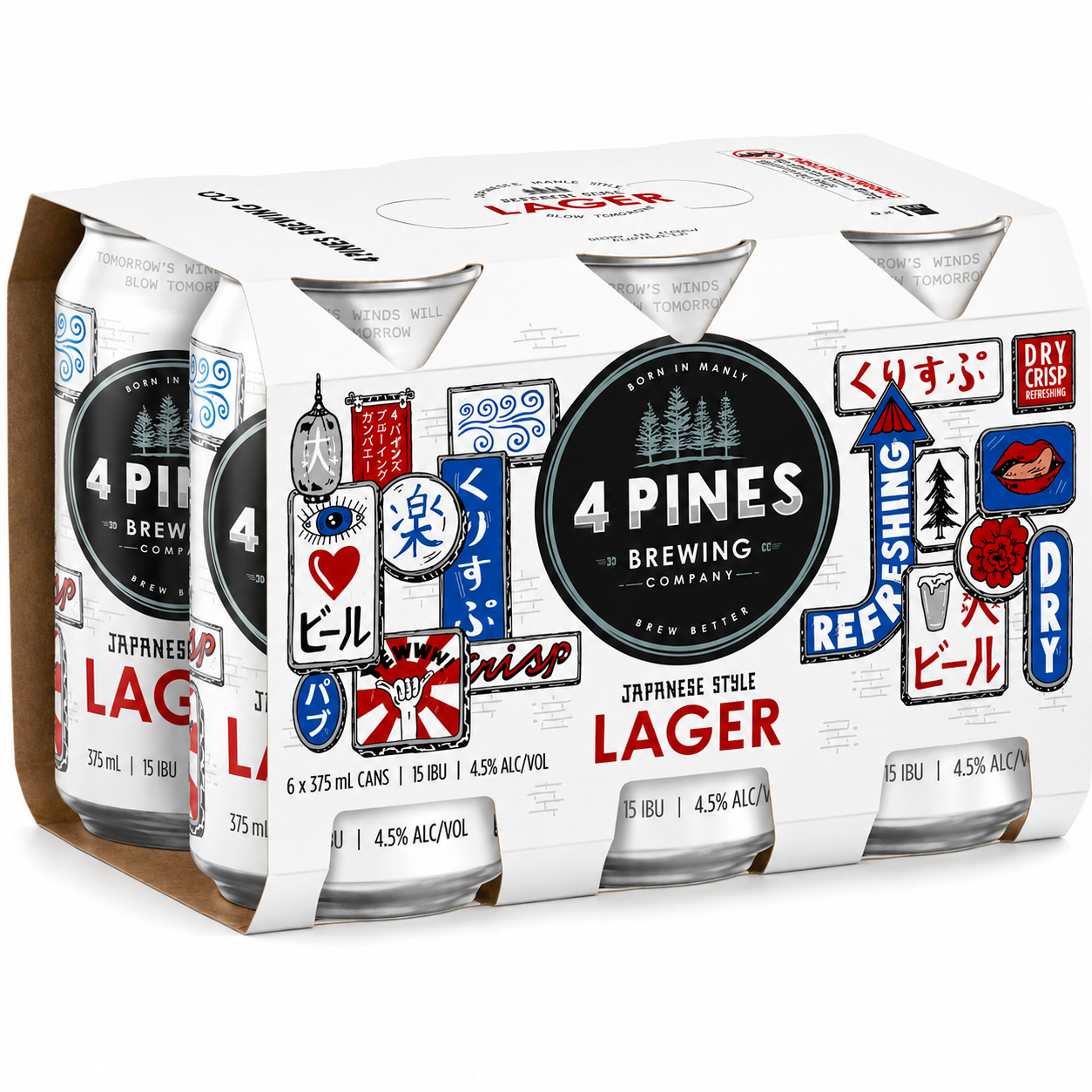 4 Pines Japanese Lager 18x375ml Cans