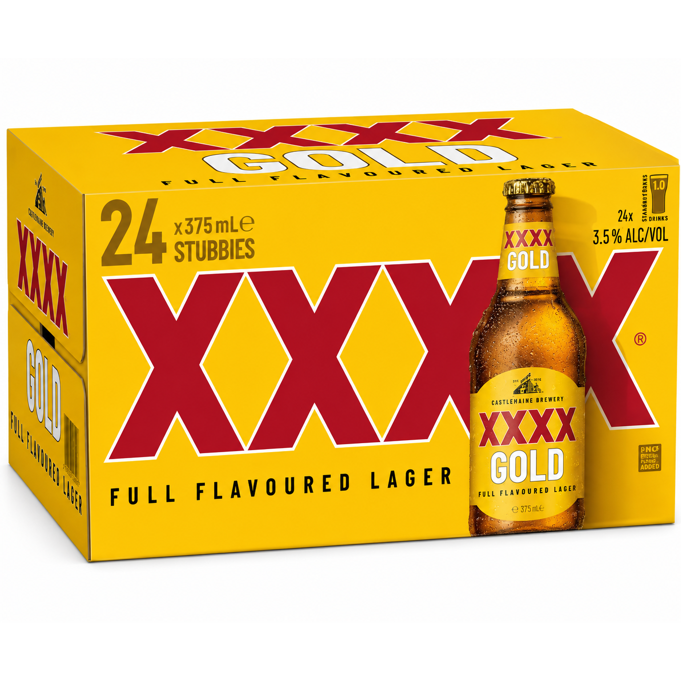 XXXX Gold Mid-Strength Lager Bottles 24x375ml