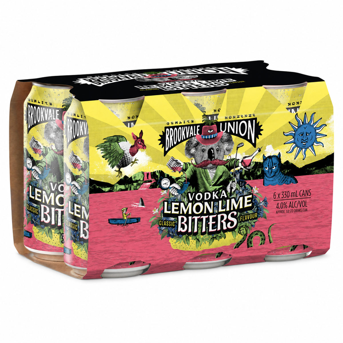 Brookvale Union Lemon Lime & Bitters Vodka Can 330ml Case 24