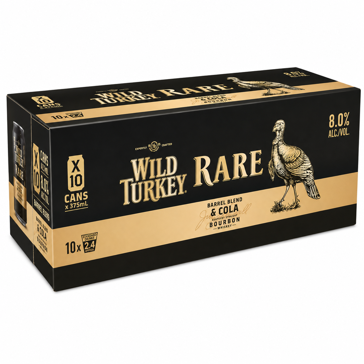 Wild Turkey Rare & Cola 8% Can 375ml 10 Pack