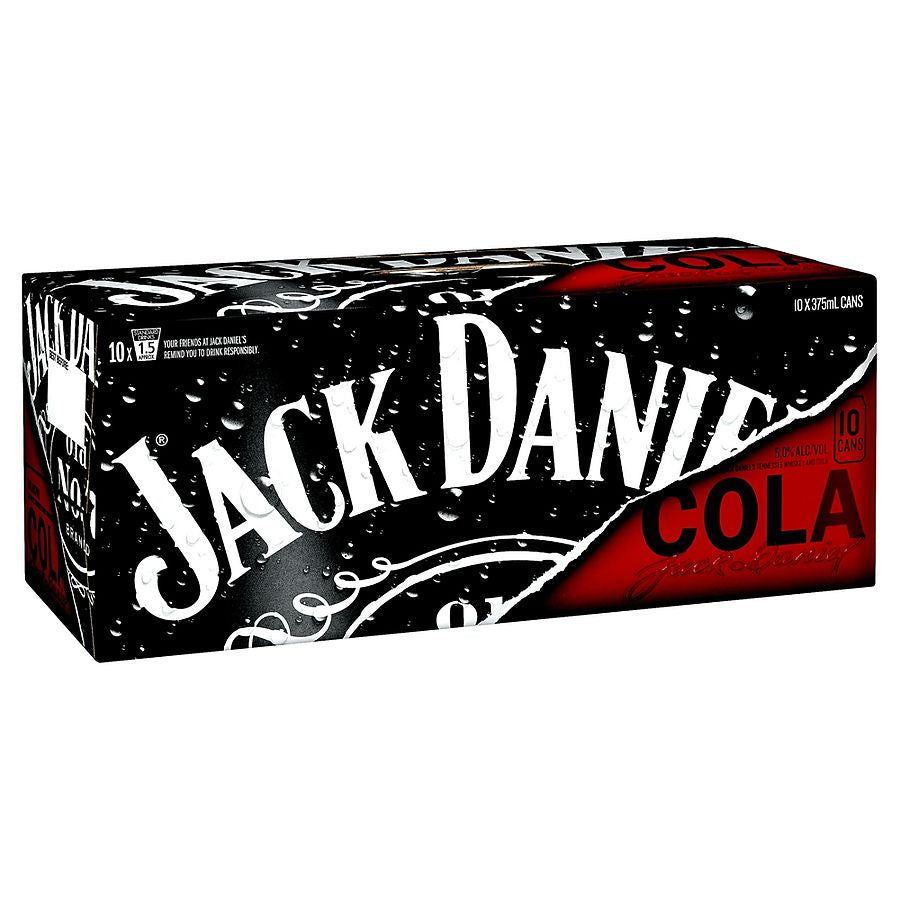 Jack Daniels Tennessee Whiskey & Cola Cans 10 Pack 375mL