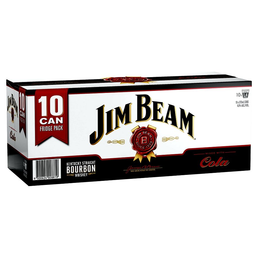 Jim Beam White Label Bourbon & Cola Cans 10x375ml